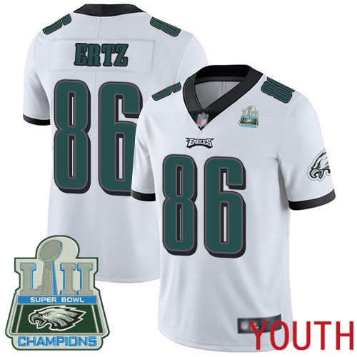 Youth Philadelphia Eagles 86 Zach Ertz White Vapor Untouchable NFL Jersey Limited Player Super Bowl LII Champions